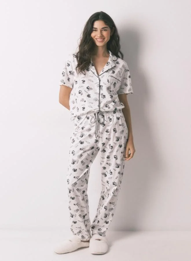 White 100% cotton classic pyjamas Mafalda